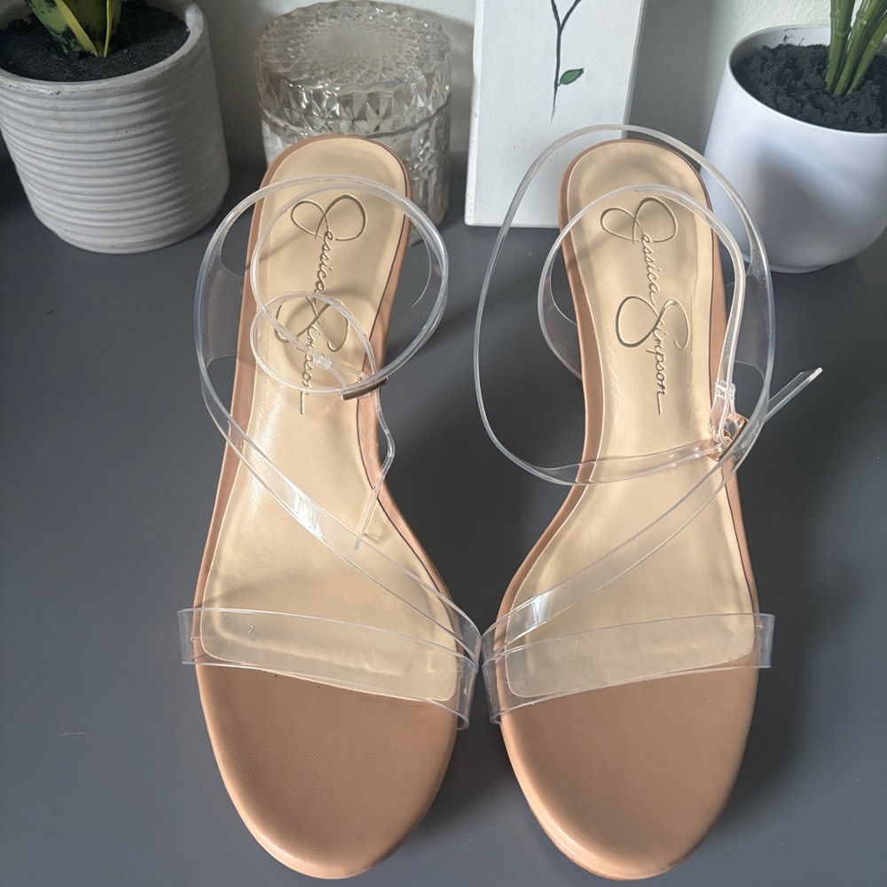 Jessica Simpson Nude Footbed Clear Strap Sandals
